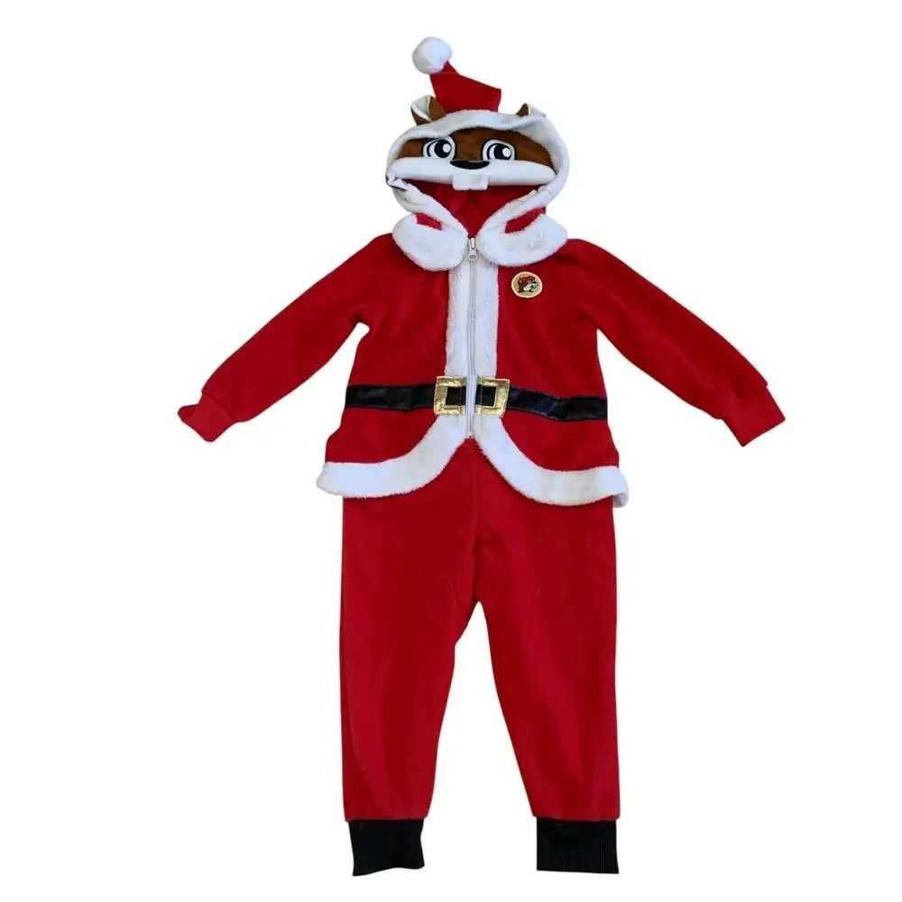 Buc-ees Kids Toddlers Size 3T Santa One Piece Body Suit Pajama Fleece Costume